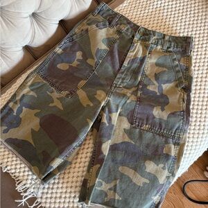 Topshop Green Camouflage Shorts